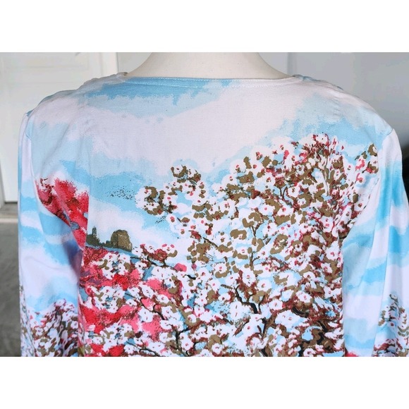 Ms. G Wear Jacket Womens Medium Cotton Artsy Scenic Rhinestone Pockets Boho Chic - Picture 6 of 14